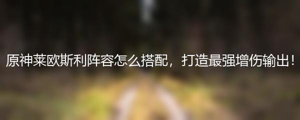 原神莱欧斯利阵容怎么搭配，打造最强增伤输出！