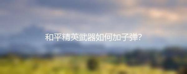 和平精英武器如何加子弹？