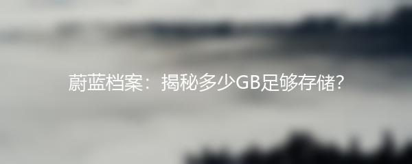 蔚蓝档案：揭秘多少GB足够存储？