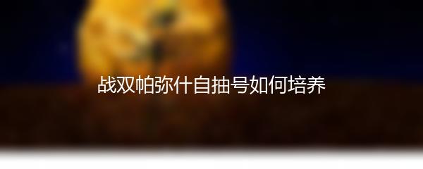 战双帕弥什自抽号如何培养
