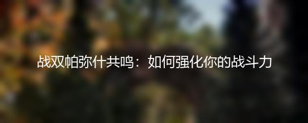 战双帕弥什共鸣：如何强化你的战斗力
