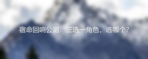 宿命回响公测：三选一角色，选哪个？