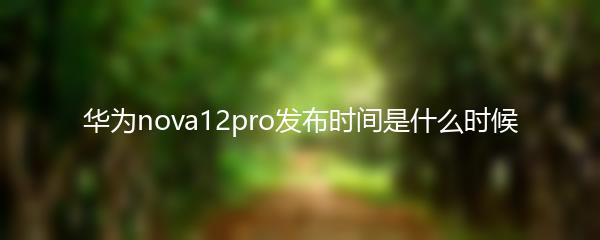 华为nova12pro发布时间是什么时候