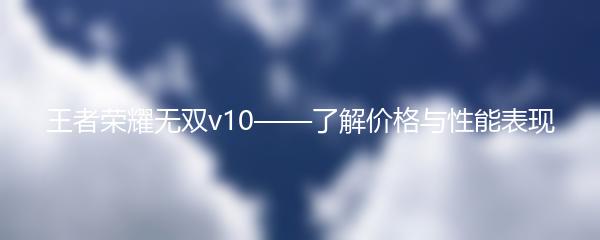 王者荣耀无双v10——了解价格与性能表现