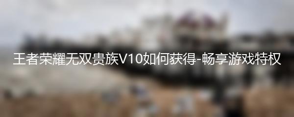 王者荣耀无双贵族V10如何获得-畅享游戏特权