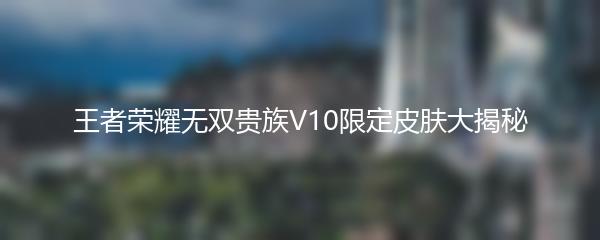 王者荣耀无双贵族V10限定皮肤大揭秘