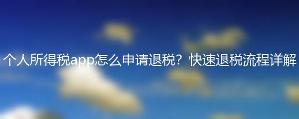 个人所得税app怎么申请退税？快速退税流程详解