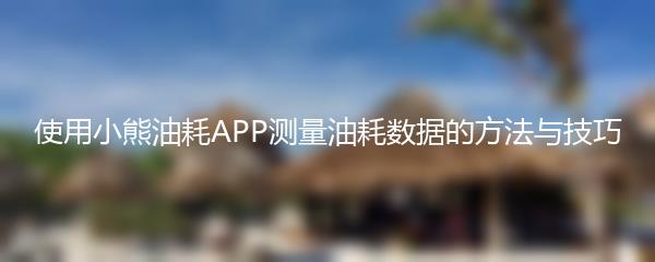 使用小熊油耗APP测量油耗数据的方法与技巧