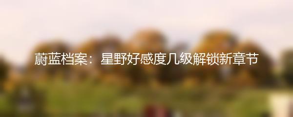 蔚蓝档案：星野好感度几级解锁新章节