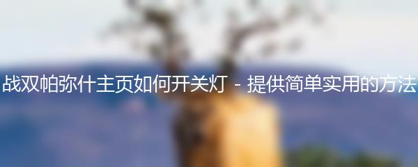 战双帕弥什主页如何开关灯 - 提供简单实用的方法