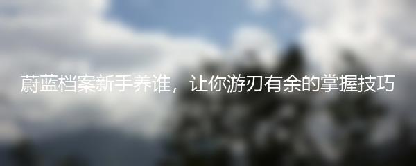 蔚蓝档案新手养谁，让你游刃有余的掌握技巧