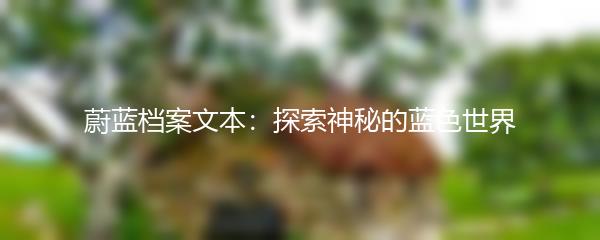蔚蓝档案文本：探索神秘的蓝色世界