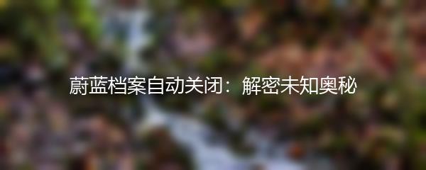 蔚蓝档案自动关闭：解密未知奥秘