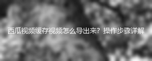 西瓜视频缓存视频怎么导出来？操作步骤详解