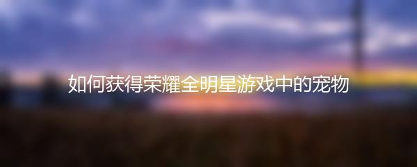 如何获得荣耀全明星游戏中的宠物