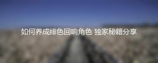 如何养成绯色回响角色 独家秘籍分享