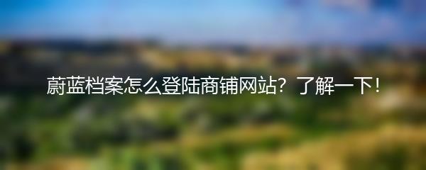 蔚蓝档案怎么登陆商铺网站？了解一下！