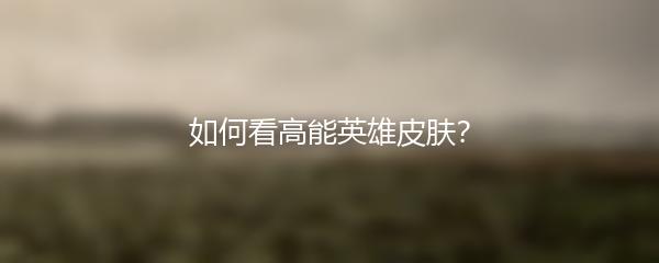 如何看高能英雄皮肤？