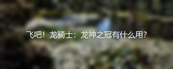 飞吧！龙骑士：龙神之冠有什么用？