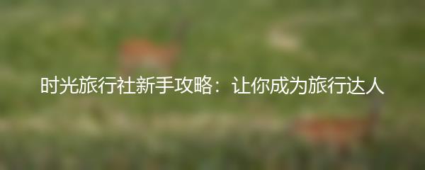 时光旅行社新手攻略：让你成为旅行达人