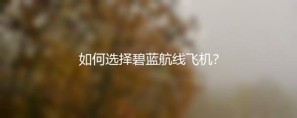 如何选择碧蓝航线飞机？