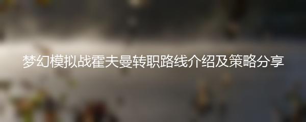 梦幻模拟战霍夫曼转职路线介绍及策略分享