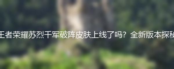 王者荣耀苏烈千军破阵皮肤上线了吗？全新版本探秘