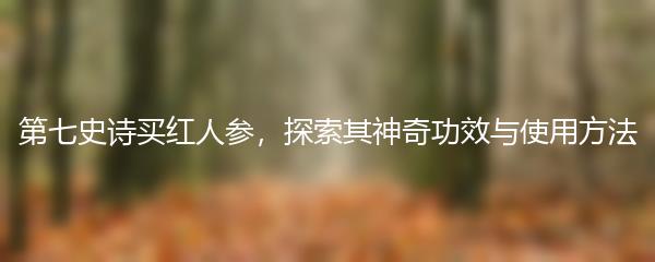 第七史诗买红人参，探索其神奇功效与使用方法