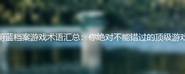 蔚蓝档案游戏术语汇总：你绝对不能错过的顶级游戏