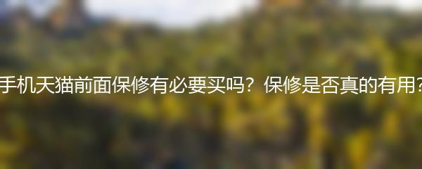 手机天猫前面保修有必要买吗？保修是否真的有用？