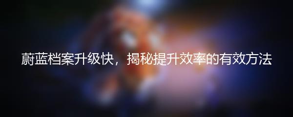 蔚蓝档案升级快，揭秘提升效率的有效方法