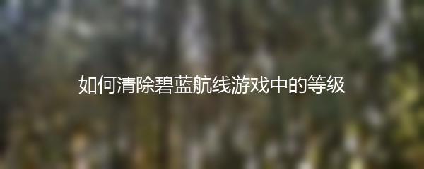 如何清除碧蓝航线游戏中的等级