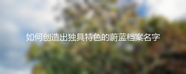 如何创造出独具特色的蔚蓝档案名字