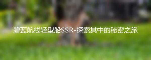 碧蓝航线轻型船SSR-探索其中的秘密之旅