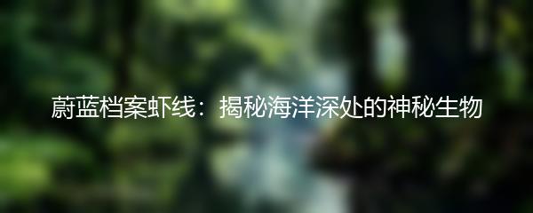 蔚蓝档案虾线：揭秘海洋深处的神秘生物