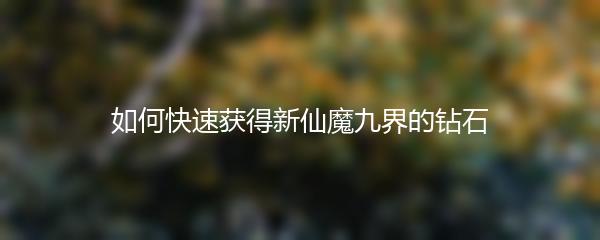 如何快速获得新仙魔九界的钻石