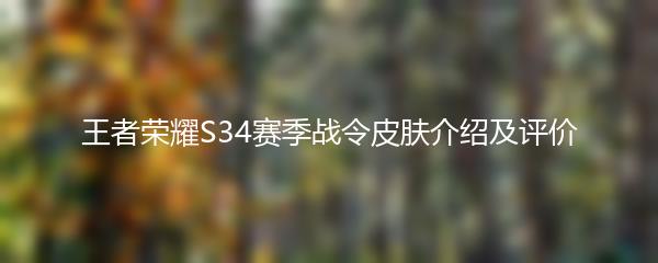 王者荣耀S34赛季战令皮肤介绍及评价