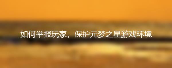 如何举报玩家，保护元梦之星游戏环境