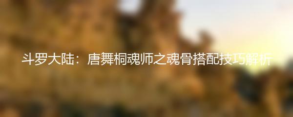 斗罗大陆：唐舞桐魂师之魂骨搭配技巧解析