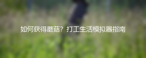 如何获得蘑菇？打工生活模拟器指南