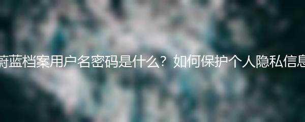 蔚蓝档案用户名密码是什么？如何保护个人隐私信息