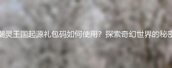 潮灵王国起源礼包码如何使用？探索奇幻世界的秘密