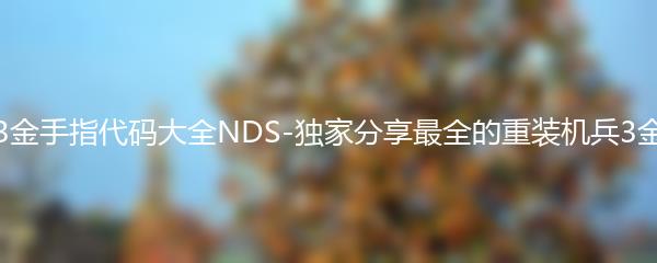 重装机兵3金手指代码大全NDS-独家分享最全的重装机兵3金手指代码