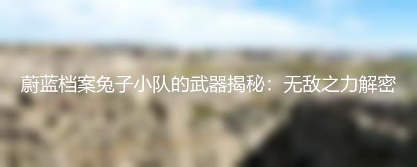 蔚蓝档案兔子小队的武器揭秘：无敌之力解密