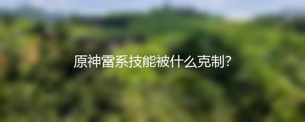 原神雷系技能被什么克制？