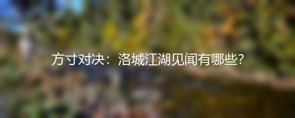 方寸对决：洛城江湖见闻有哪些？