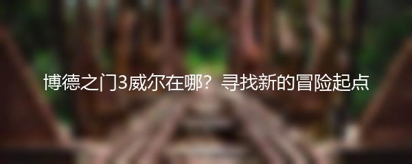 博德之门3威尔在哪？寻找新的冒险起点