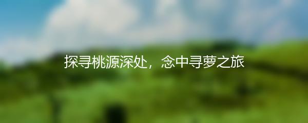 探寻桃源深处，念中寻萝之旅