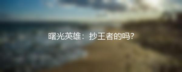 曙光英雄：抄王者的吗？