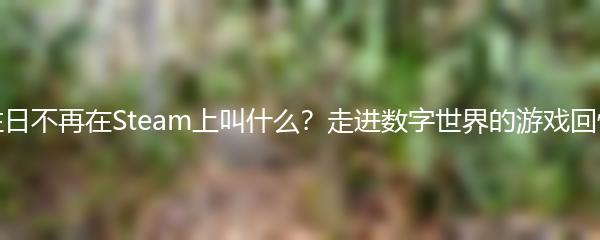 往日不再在Steam上叫什么？走进数字世界的游戏回忆